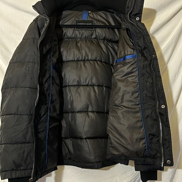 Men's Black Puffer Jacket, Size Medium by Andrew Marc - Picture 4 of 5